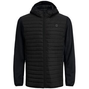 Jack And Jones Mens Quilted Plus Long-Sleeved Hybrid Jacket / Black